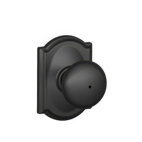 Schlage F40PLY622CAM matte black privacy door knob