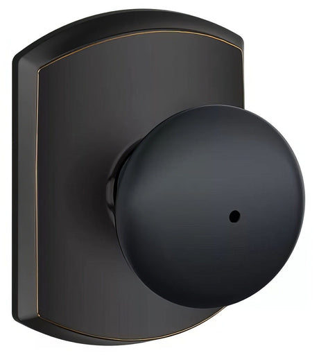 Schlage F40PLY622GRW matte black privacy door knob