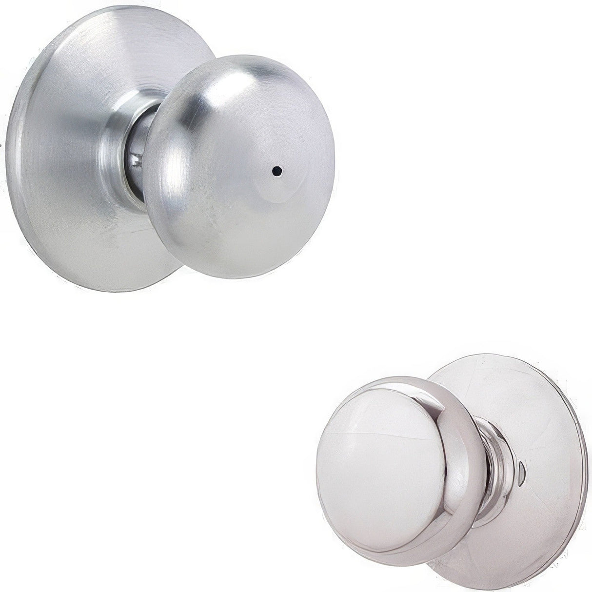 Schlage F40PLY626625 satin chrome x polished chrome privacy door knob