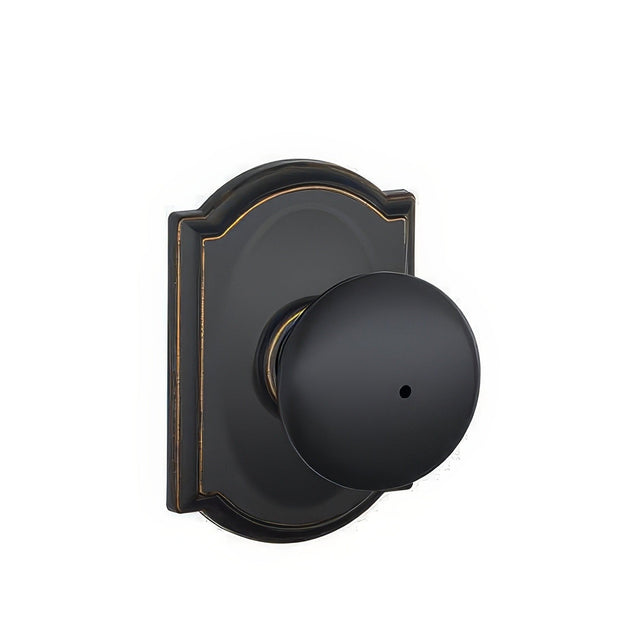 Schlage F40PLY716CAM aged bronze privacy door knob