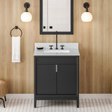 Jeffrey Alexander Theodora 30" Black Single Sink Bathroom Vanity with White Carrara Marble Top - 8 in. Widespread Faucet Top product image 2