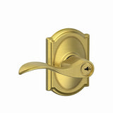 Schlage F51AACC608CAM satin brass keyed entry door lever