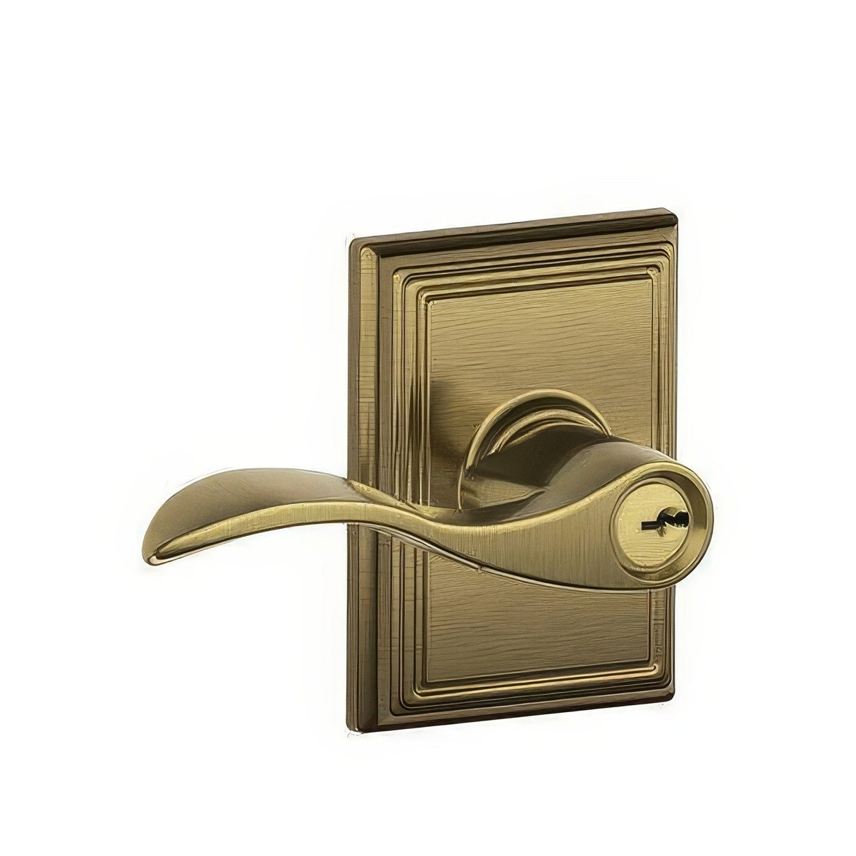 Schlage F51AACC609ADD antique brass keyed entry door lever