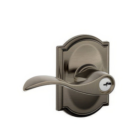 Schlage F51AACC620CAM antique pewter keyed entry door lever