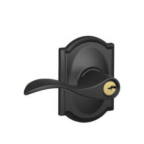 Schlage F51AACC622CAM matte black keyed entry door lever