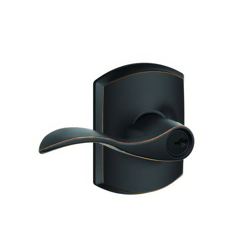 Schlage F51AACC622GRW matt black keyed entry door lever