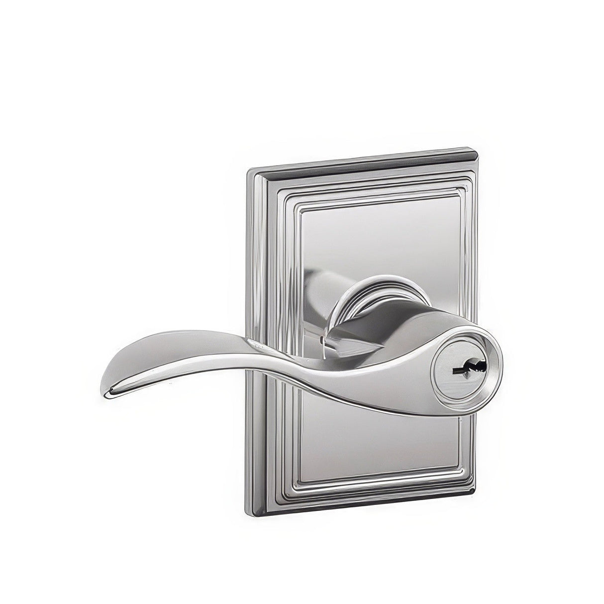 Schlage F51AACC625ADD F-Series keyed entry keyed entry door lever in satin nickel, additional view