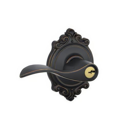Schlage F51AACC716BRK aged bronze keyed entry door lever