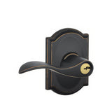 Schlage F51AACC716CAM aged bronze keyed entry door lever