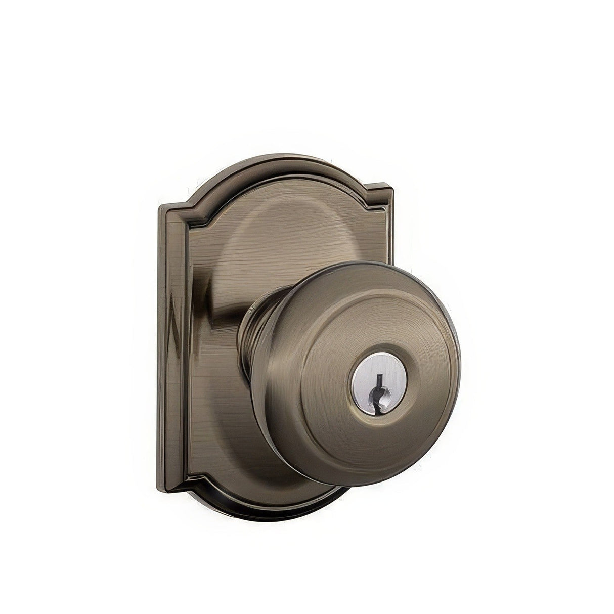 Schlage F51AAND620ADD antique pewter keyed entry door knob