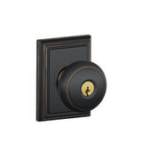 Schlage F51AAND716ADD aged bronze keyed entry door knob