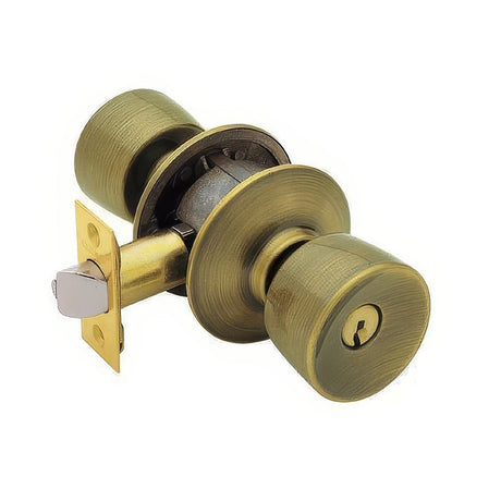 Schlage F51ABEL609 antique brass keyed entry door knob