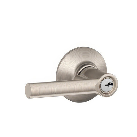 Schlage F51ABRW619 satin nickel keyed entry door lever