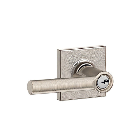 Schlage F51ABRW619COL satin nickel keyed entry door lever