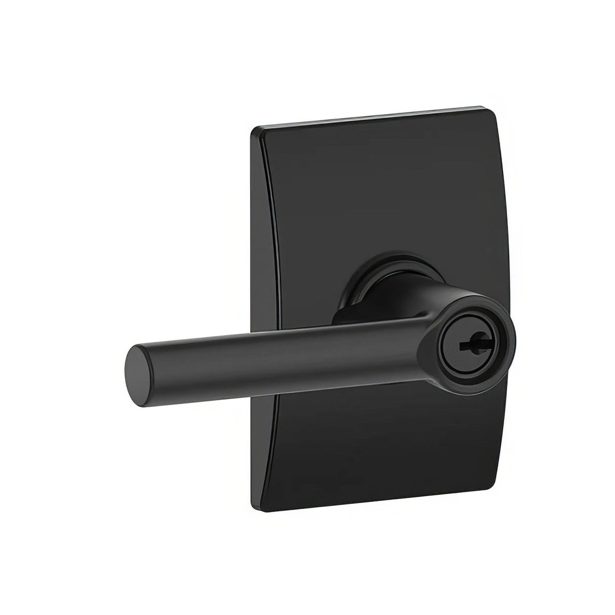 Schlage F51ABRW622CEN matte black keyed entry door lever