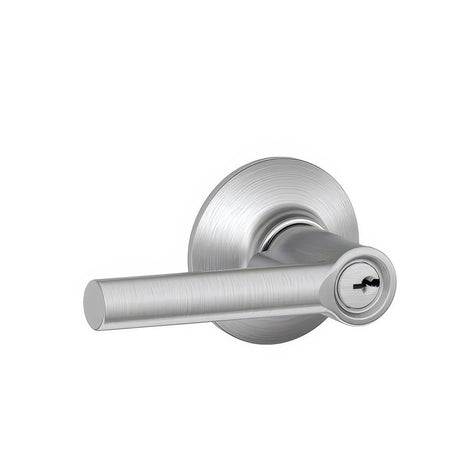 Schlage F51ABRW626 satin chrome keyed entry door lever
