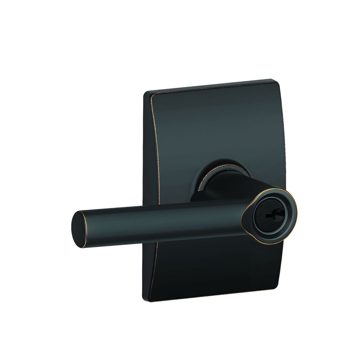 Schlage F51ABRW716CEN aged bronze keyed entry door lever