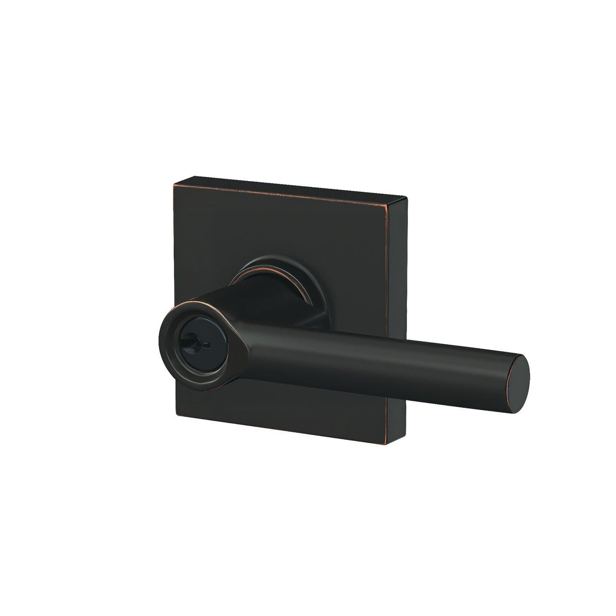 Schlage F51ABRW716COL aged bronze keyed entry door lever