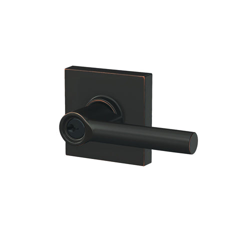 Schlage F51ABRW716COL aged bronze keyed entry door lever