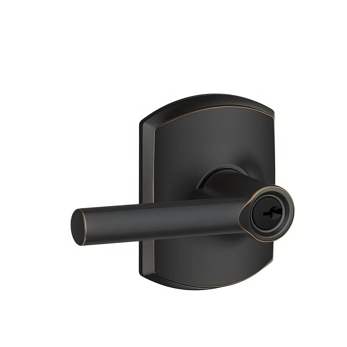 Schlage F51ABRW716GRW aged bronze keyed entry door lever