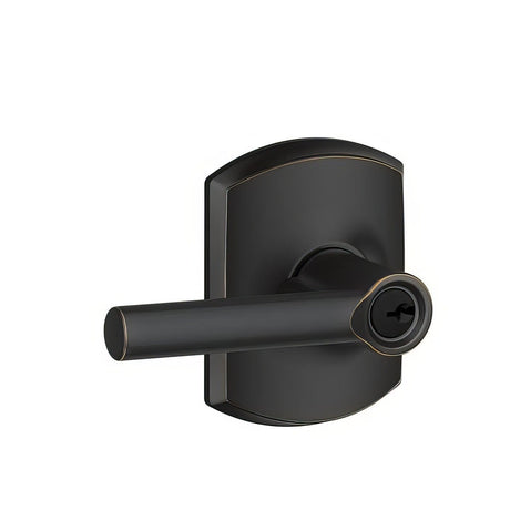 Schlage F51ABRW716GRW aged bronze keyed entry door lever