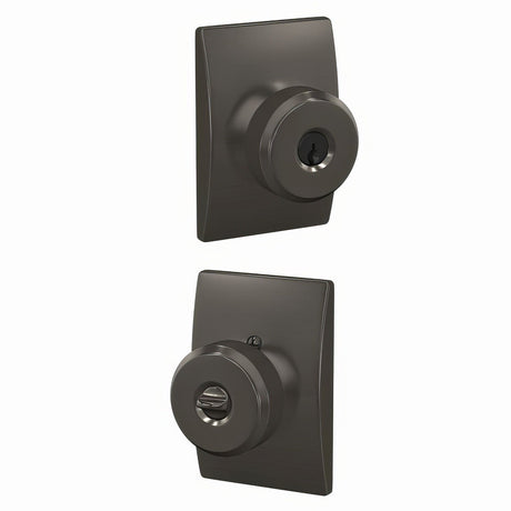 Schlage F51ABWE530CEN black stainless keyed entry door knob
