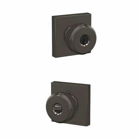 Schlage F51ABWE530COL black stainless keyed entry door knob