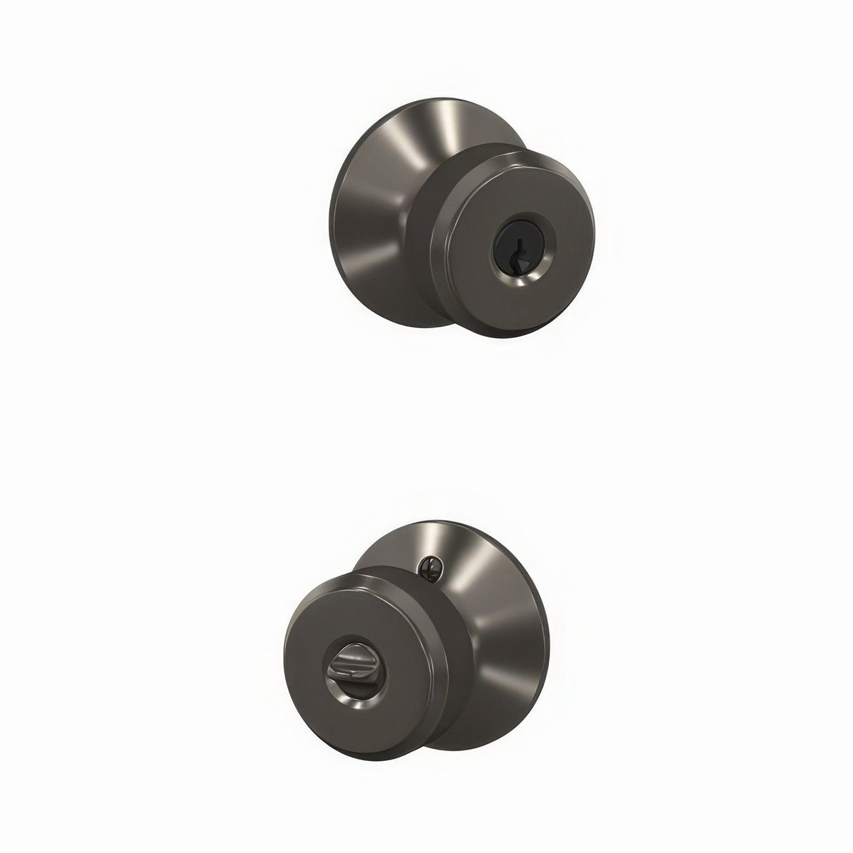 Schlage F51ABWE530KIN black stainless keyed entry door knob