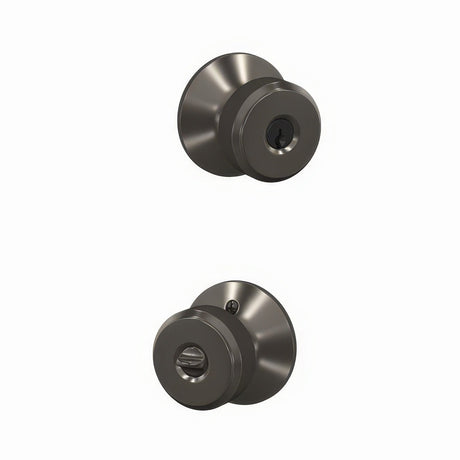 Schlage F51ABWE530KIN black stainless keyed entry door knob