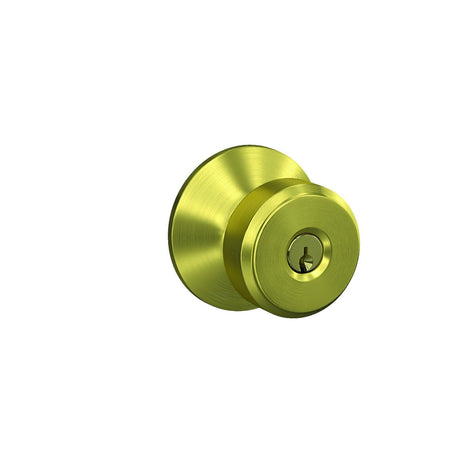 Schlage F51ABWE608 satin brass keyed entry door knob