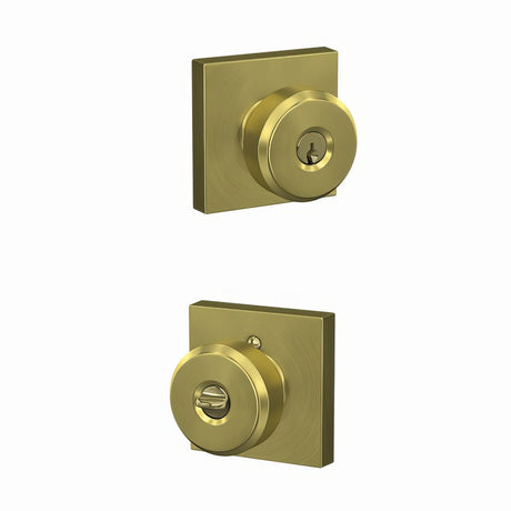 Schlage F51ABWE608COL satin brass keyed entry door knob