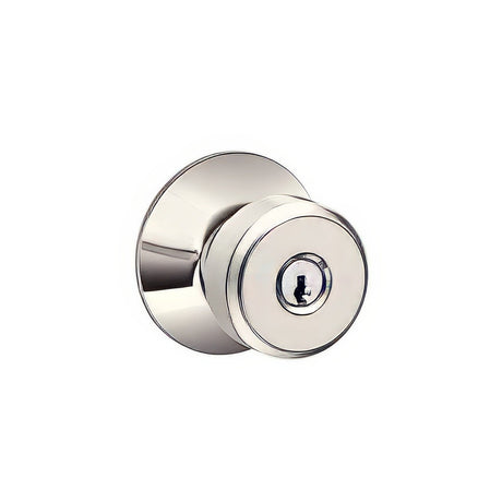 Schlage F51ABWE618 bright nickel keyed entry door knob