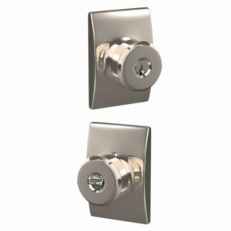 Schlage F51ABWE618COL bright nickel keyed entry door knob
