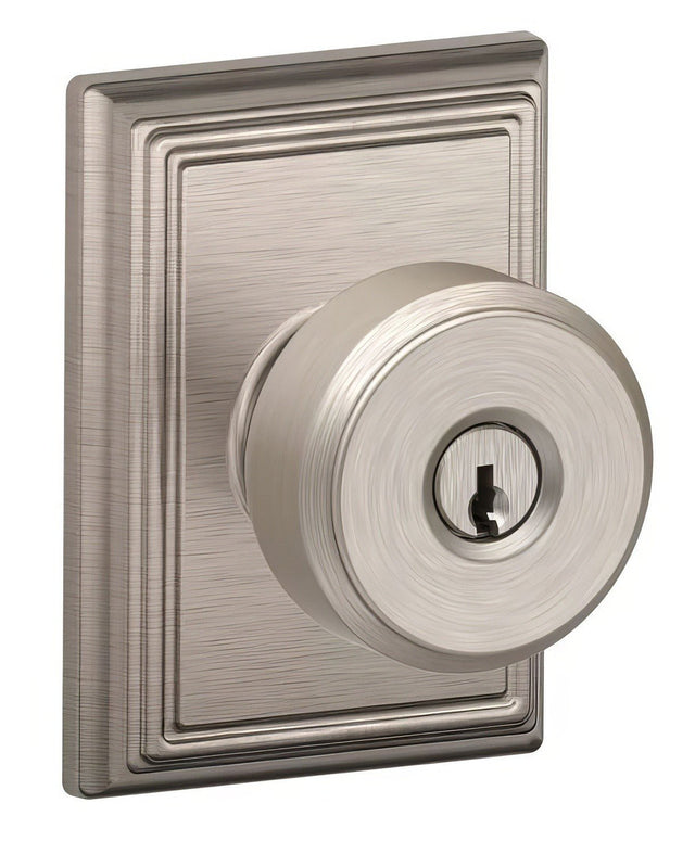 Schlage F51ABWE619ADD satin nickel keyed entry door knob