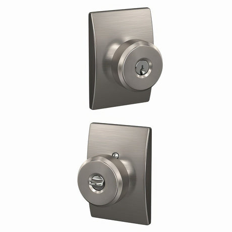 Schlage F51ABWE619CEN satin nickel keyed entry door knob