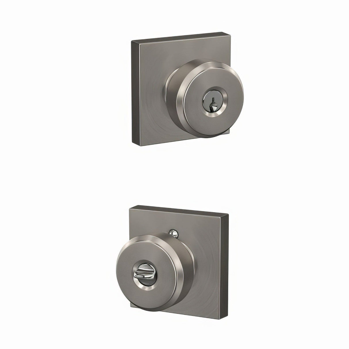 Schlage F51ABWE619COL satin nickel keyed entry door knob