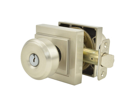Schlage F51ABWE619ULD satin nickel keyed entry door knob