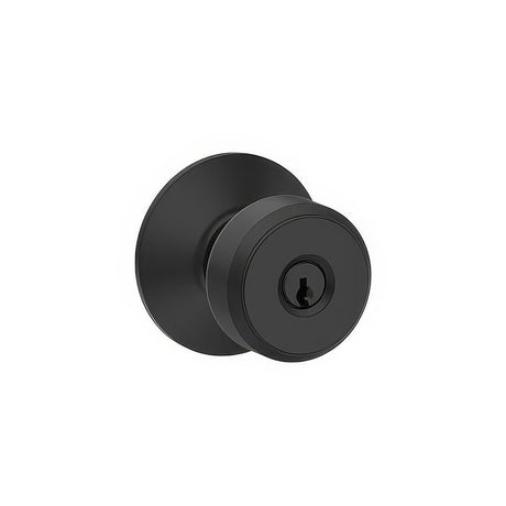 Schlage F51ABWE622 matte black keyed entry door knob