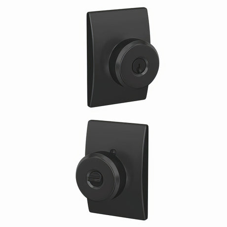Schlage F51ABWE622CEN matte black keyed entry door knob