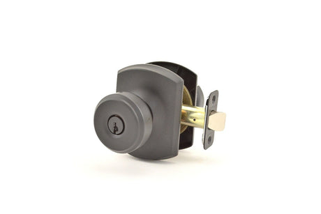 Schlage F51ABWE622GRW matte black keyed entry door knob