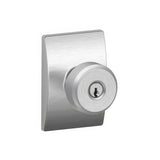 Schlage F51ABWE626CEN satin chrome keyed entry door knob