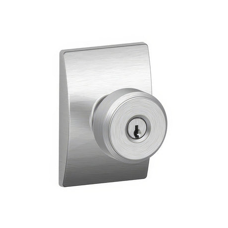 Schlage F51ABWE626CEN satin chrome keyed entry door knob