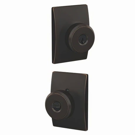 Schlage F51ABWE716CEN aged bronze keyed entry door knob