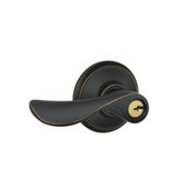 Schlage F51ACHP716 F-Series keyed entry keyed entry door lever in polished brass, additional view