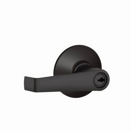 Schlage F51AELA622 matte black keyed entry door lever