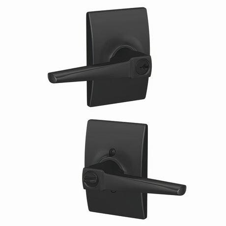 Schlage F51AELR622CEN matte black keyed entry door lever