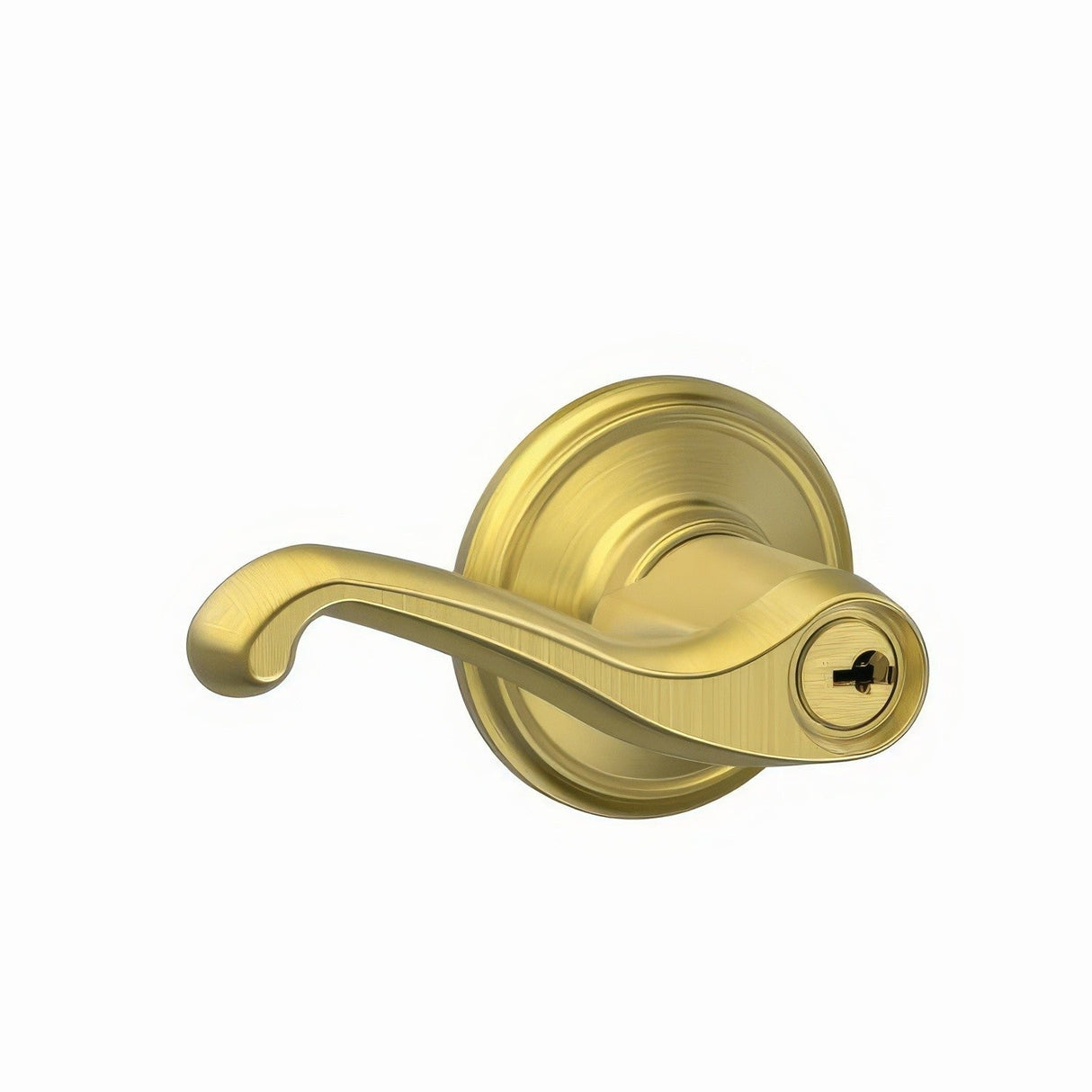 Schlage F51AFLA608 satin brass keyed entry door lever