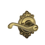 Schlage F51AFLA609BRK antique brass keyed entry door lever