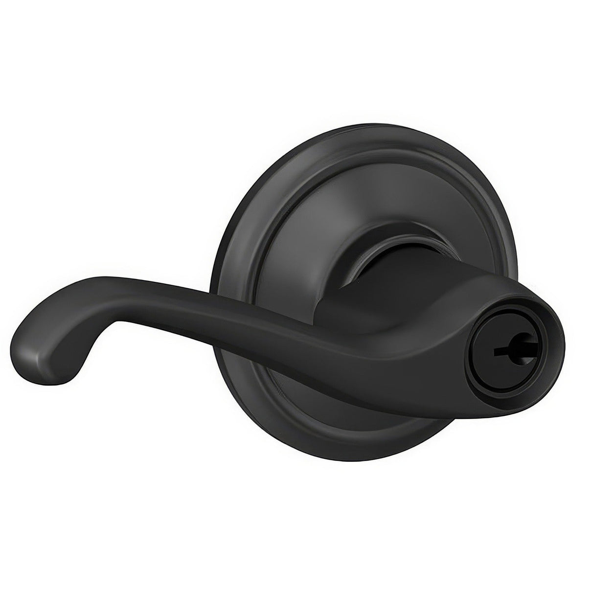 Schlage F51AFLA622 matte black keyed entry door lever