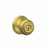 Schlage F51AGEO608 satin brass keyed entry door knob